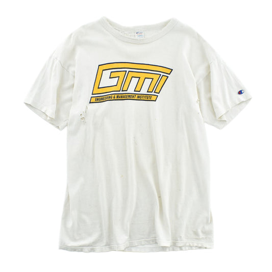 80's Champion "GMI" 染み込みプリント ボロ カレッジTシャツ USA製 260918H