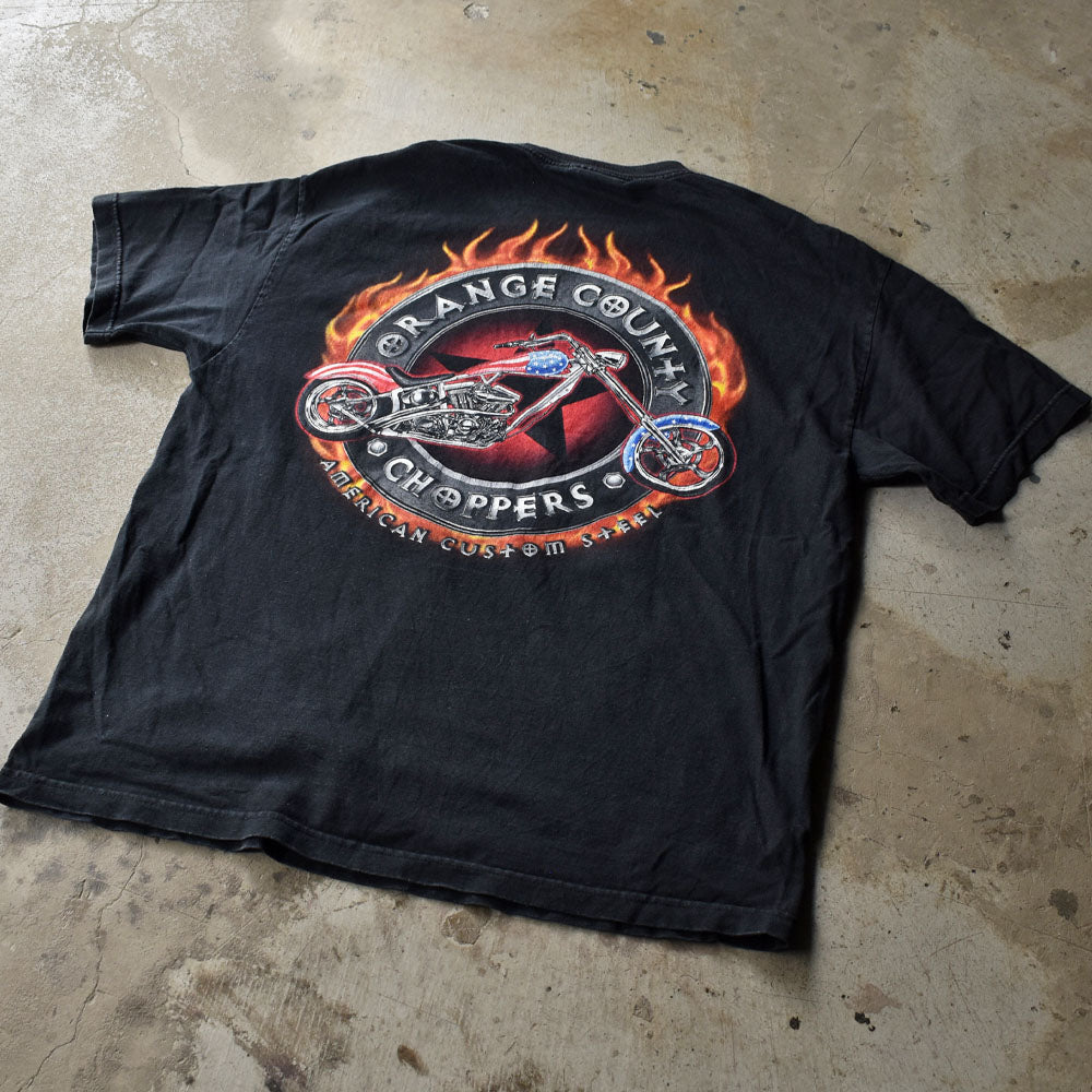 Y2K　”ORANGE COUNTY CHOPPERS” ファイヤーパターン！ Motorcycle Tシャツ 　230623