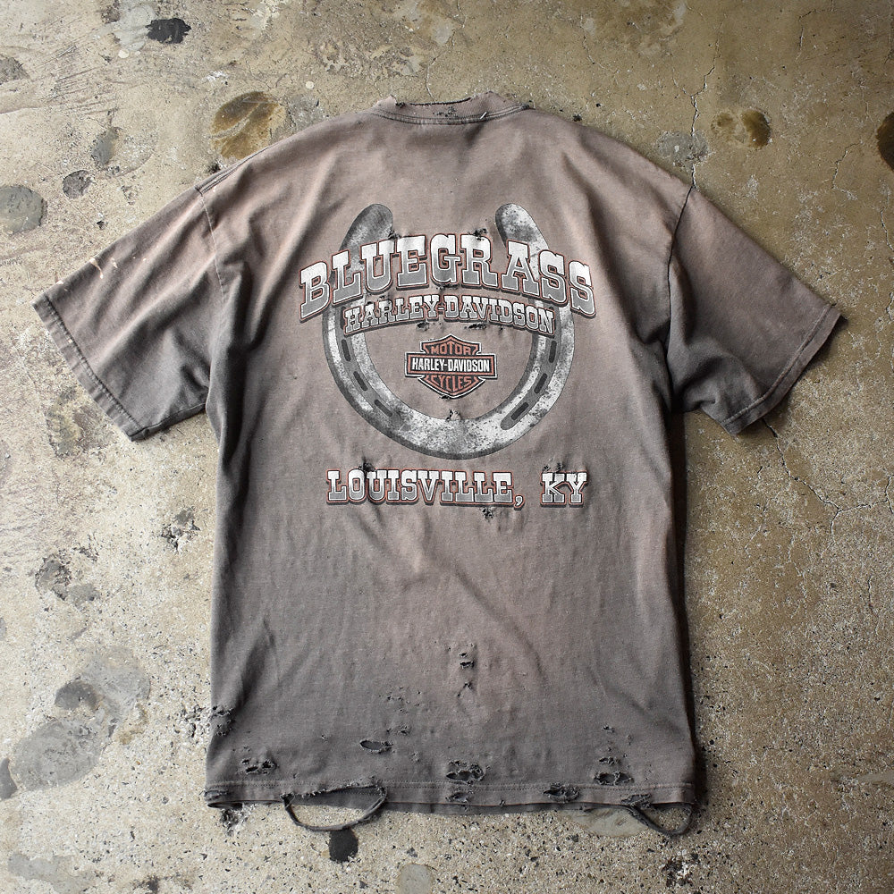 Y2K ボロ！ Harley-Davidson “Skull” バイク Tシャツ 250808H