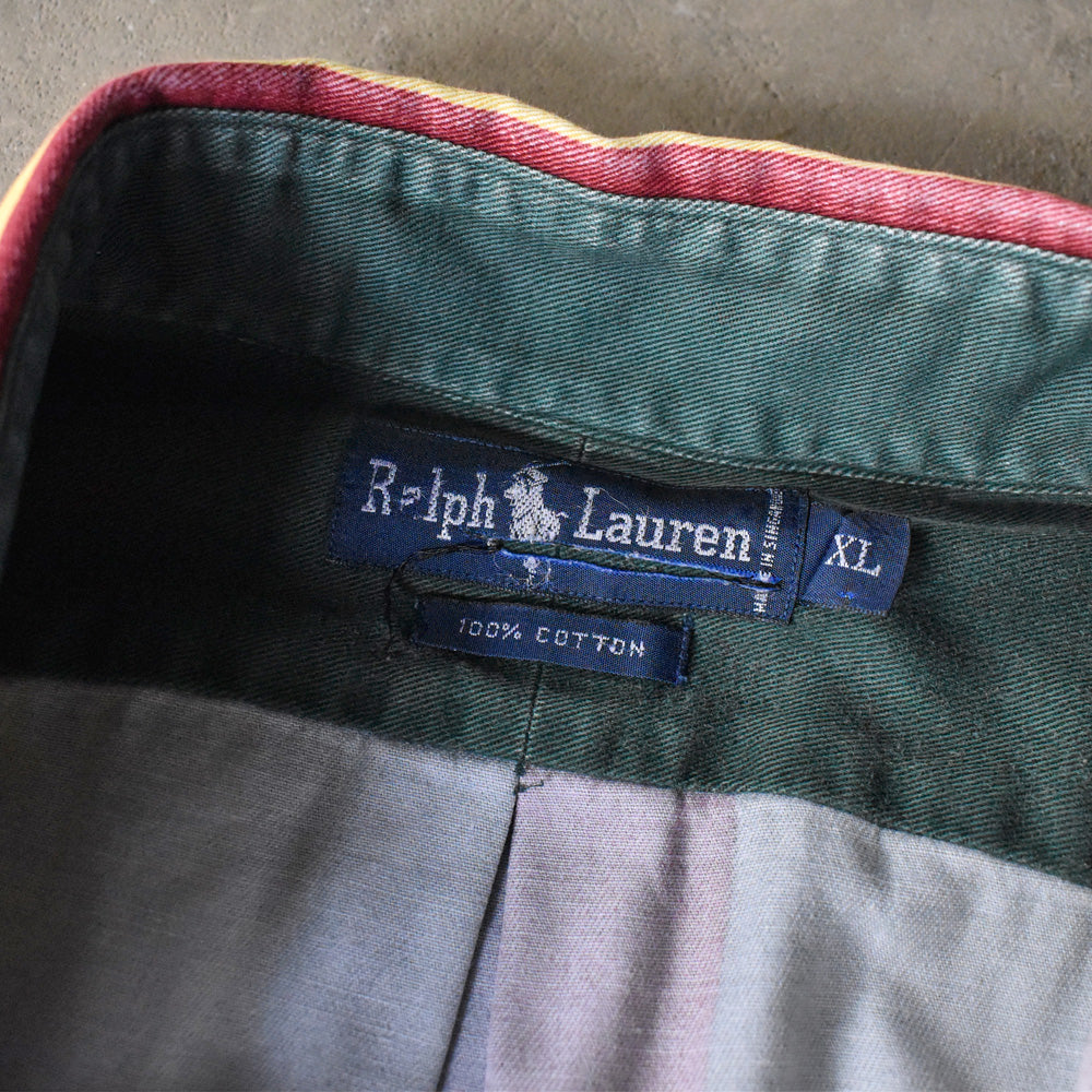 90's Ralph Lauren エンブレムパッチ マルチストライプ ボタンダウンシャツ 240327 S2080