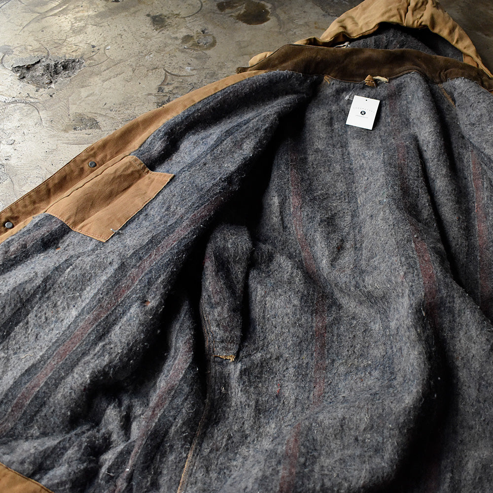 70's Carhartt フード付き ダック チョアコート プリントタグ！ ブランケットライナー 240113H