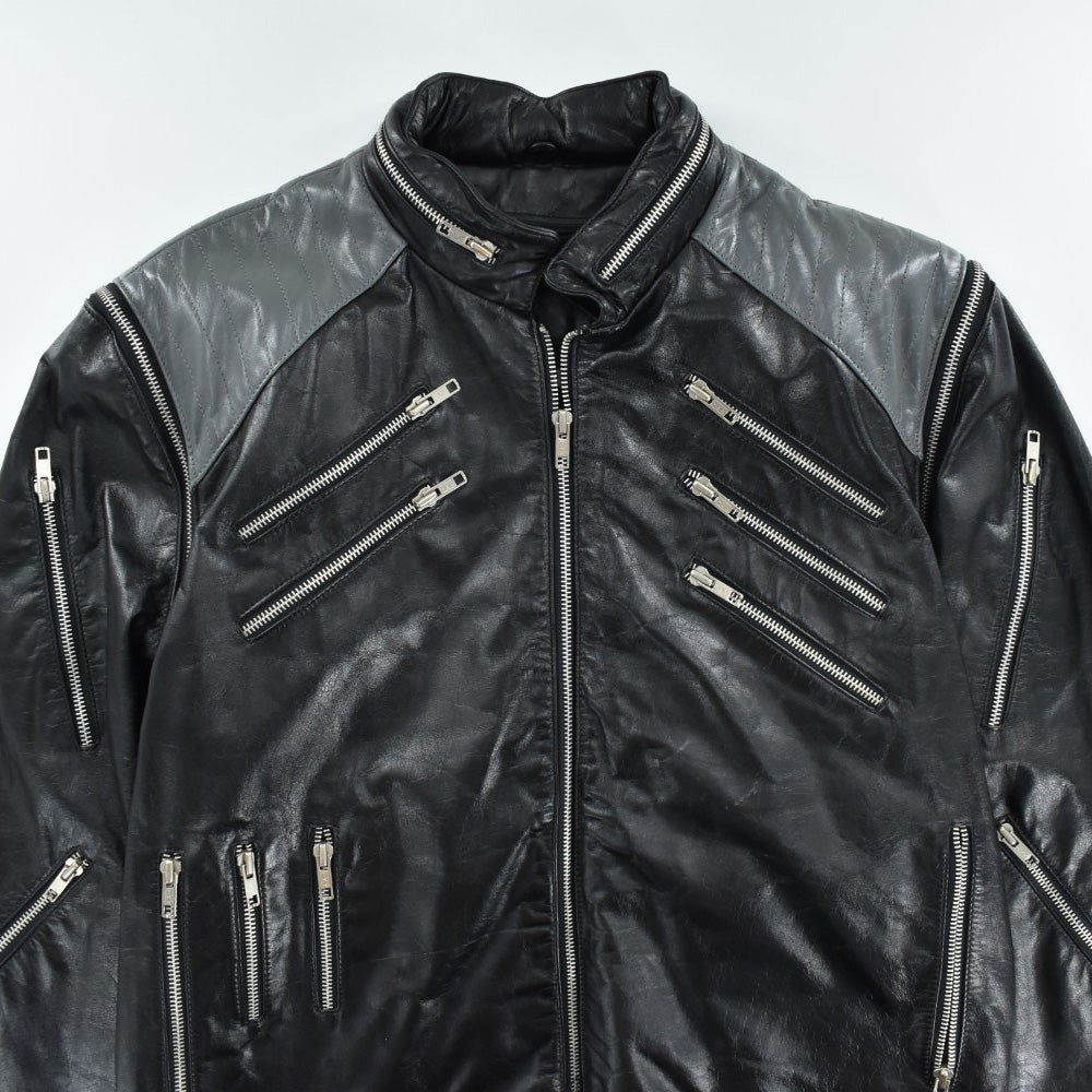 80's Casablanca "Beat It" マルチジップ 2way レザージャケット 260703H