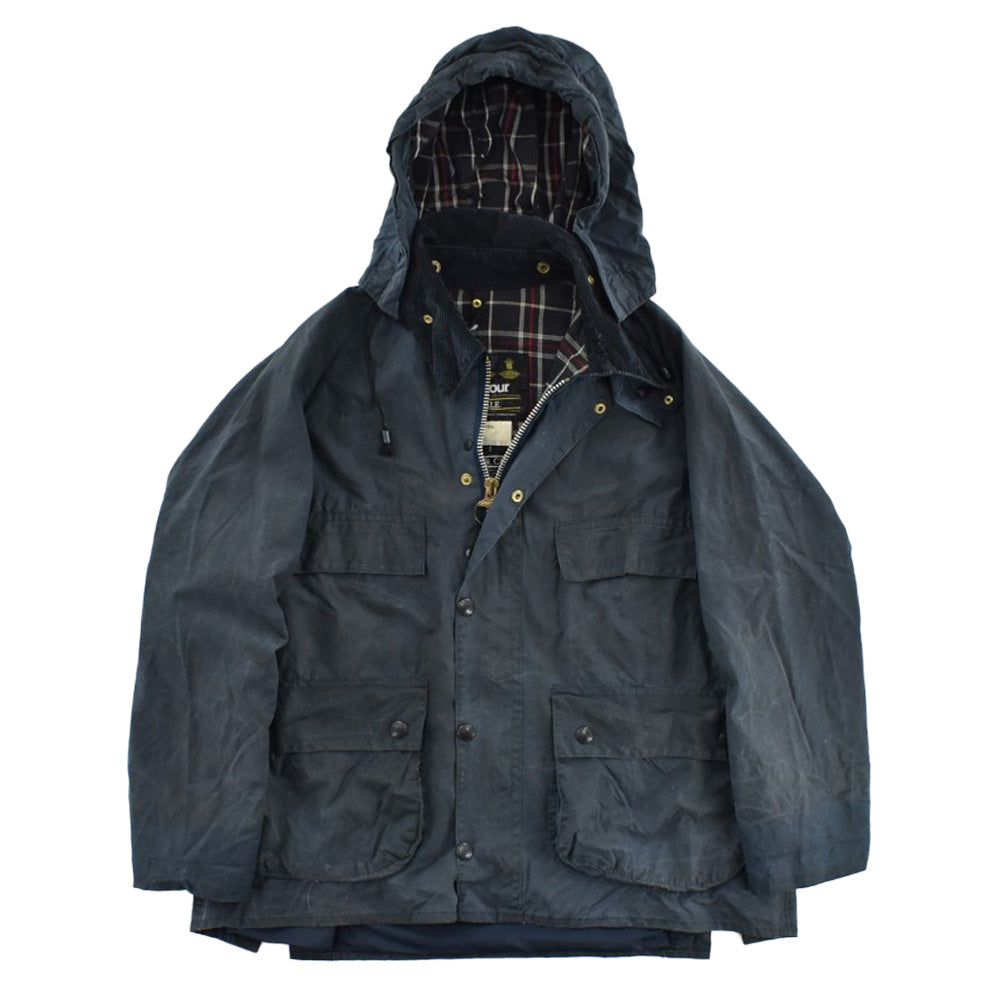 80's 旧3ワラント Barbour "BEDALE" 4ポケット オイルドジャケット フード付き 260915H