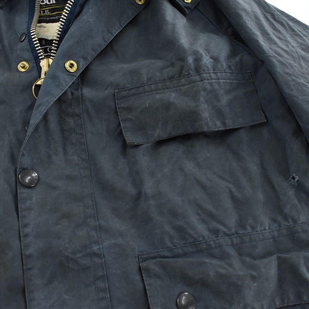 80's 旧3ワラント Barbour "BEDALE" 4ポケット オイルドジャケット フード付き 260915H
