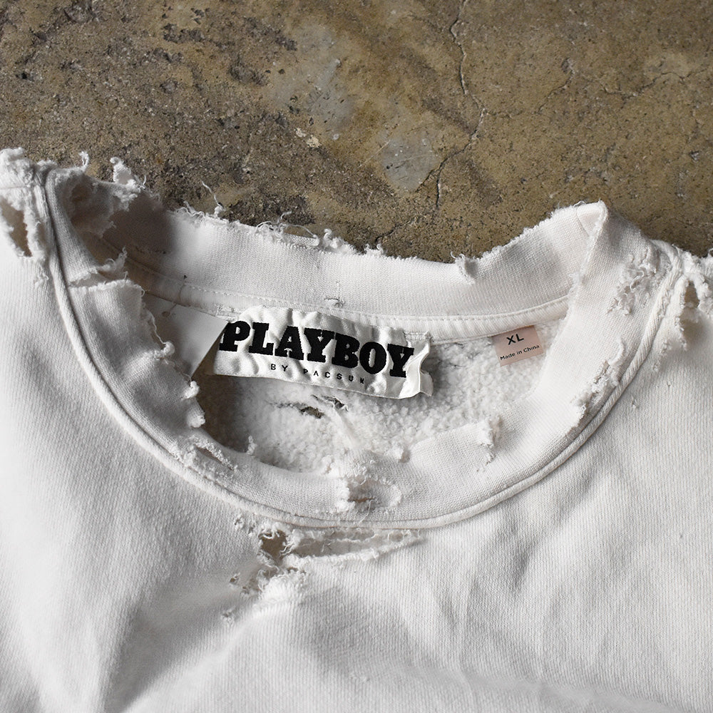 Y2K ボロ！ PLAYBOY 刺繍スウェット 240226H