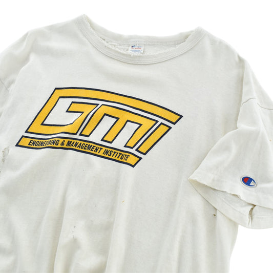 80's Champion "GMI" 染み込みプリント ボロ カレッジTシャツ USA製 260918H