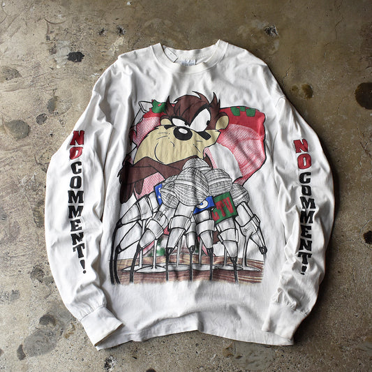 90's Looney Tunes “Tasmanian Devil / NO COMMENT!” 海外アニメ キャラ 長袖 Tシャツ USA製 250807H