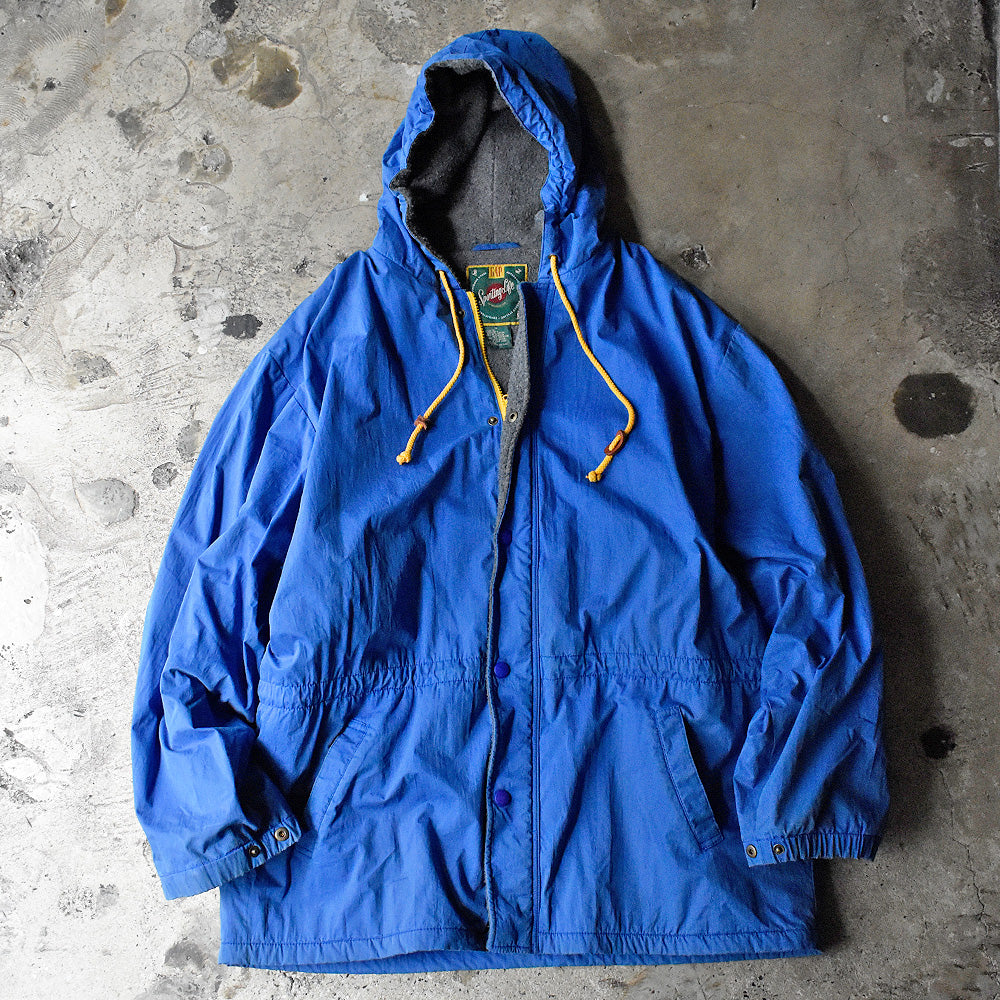 80's OLD GAP コットンナイロン フード付き フルジップジャケット フリースライナー 231216H
