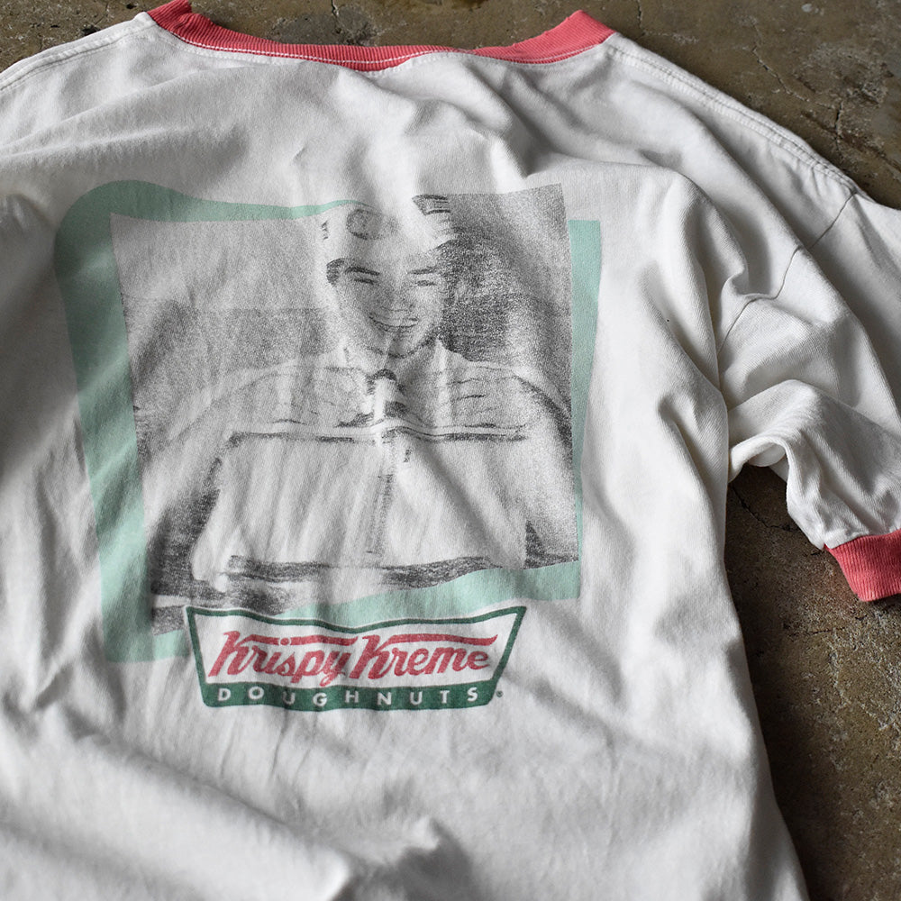 クリスピー・クリーム・ドーナツ リンガーTシャツ 90年代 ホワイト×レッド USA製 ヴィンテージ