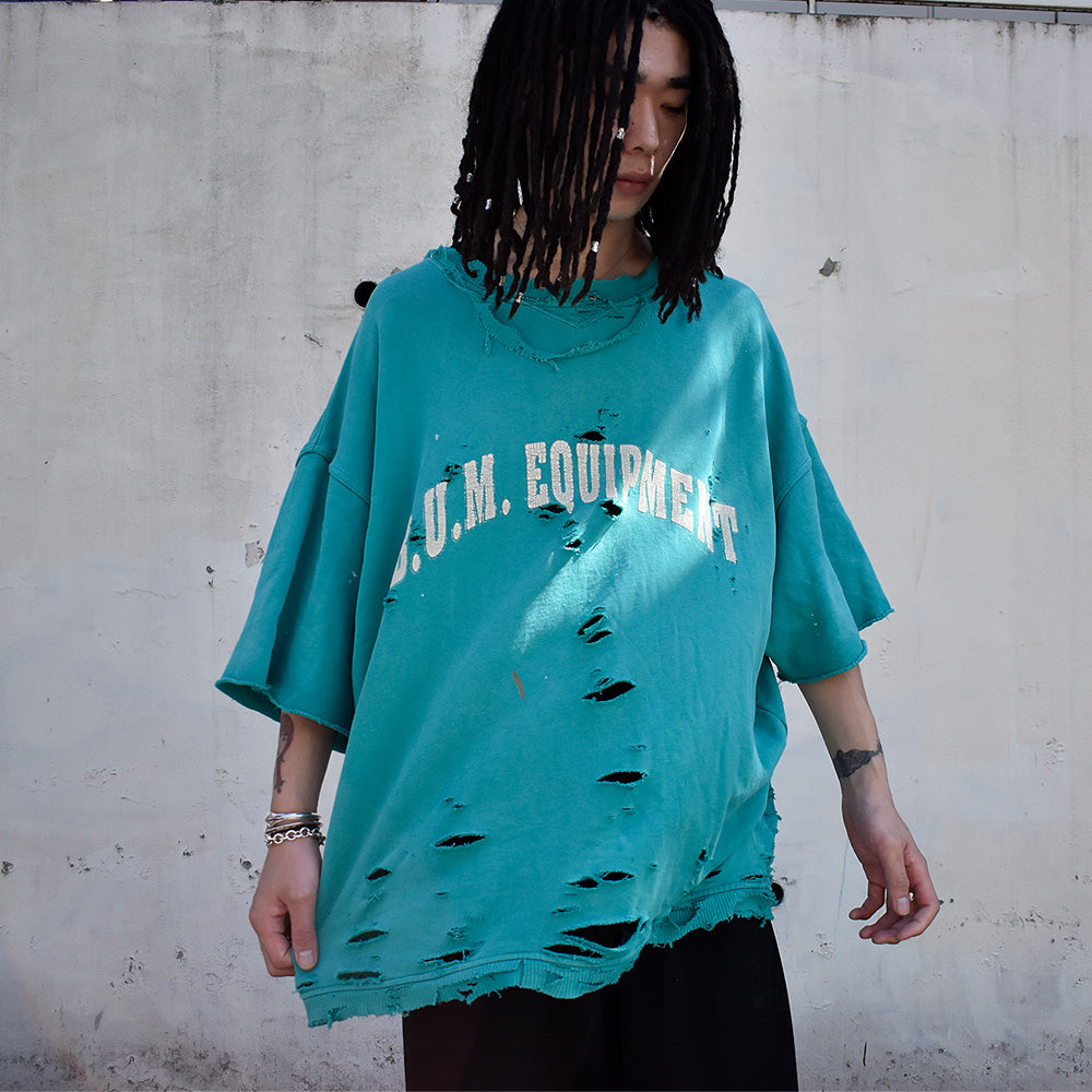 b.u.m.equipment ボロ カットオフ スウェット 1990年 エメラルドグリーン ヴィンテージ