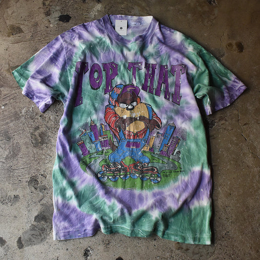 90's Looney Tunes "Tasmanian Devil" 海外アニメ キャラ タイダイ Tシャツ 230522H