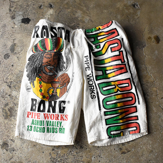 90's Rasta Bong Pipe Works レゲエ・ラスタプリント ショートパンツ USA製 240816H