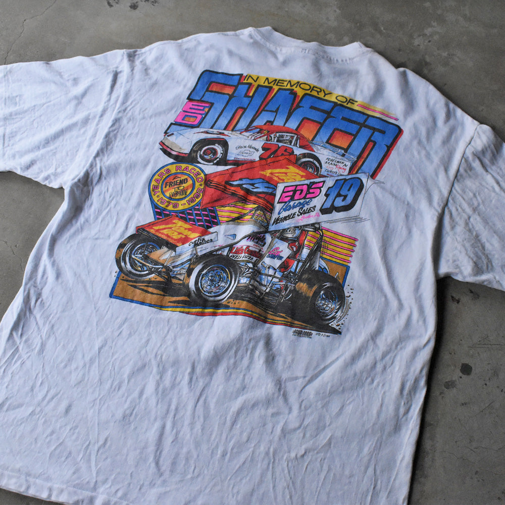 90's “IN MEMORY OF SHAFFER” レーシングプリント Tシャツ 250524