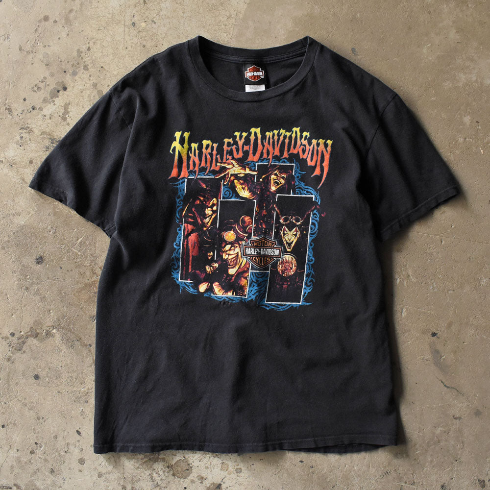 ハーレーダビッドソン 両面プリント バイクTシャツ 2008年 フェードブラック 古着