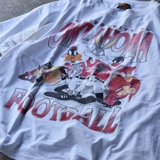 90's　Looney Tunes/ルーニー・テューンズ “OKLAHOMA FOOTBALL” Tシャツ　USA製　230629