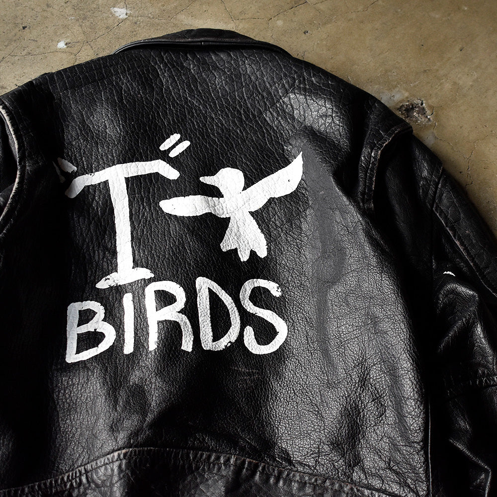 80's～ ハンドペイント！ PROTECH LEATHER APPAREL ライダース レザージャケット 240318H