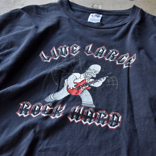 Y2K The Simpsons “LIVE LARCE ROCK HARD” キャラ Tシャツ 240919