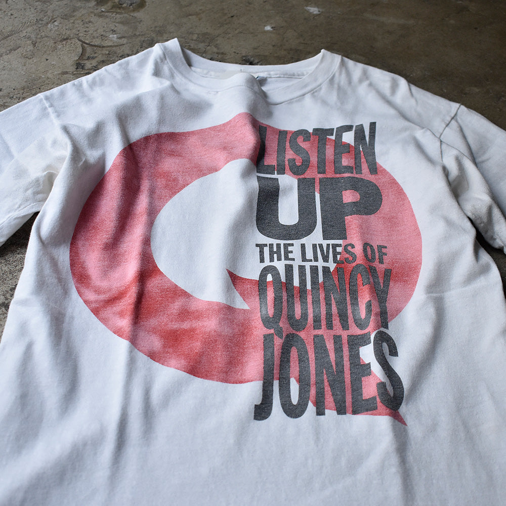 クインシー・ジョーンズ Listen Up ドキュメンタリー映画 デカ版プリント Tシャツ 90年代 ヘインズ USA製 L ヴィンテージ