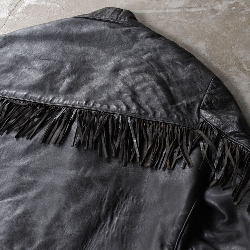 70's Mascot レザー フリンジ ライダースジャケット TRIUMPHピンズ