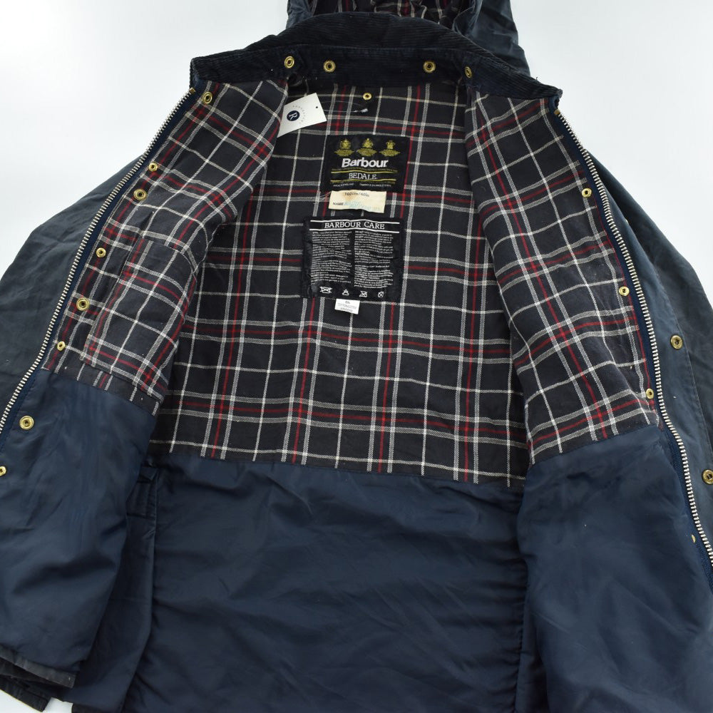 80's 旧3ワラント Barbour "BEDALE" 4ポケット オイルドジャケット フード付き 260915H