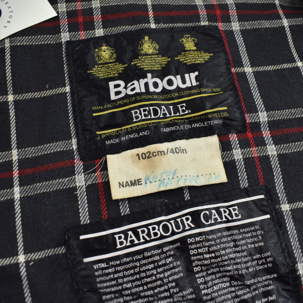 80's 旧3ワラント Barbour "BEDALE" 4ポケット オイルドジャケット フード付き 260915H