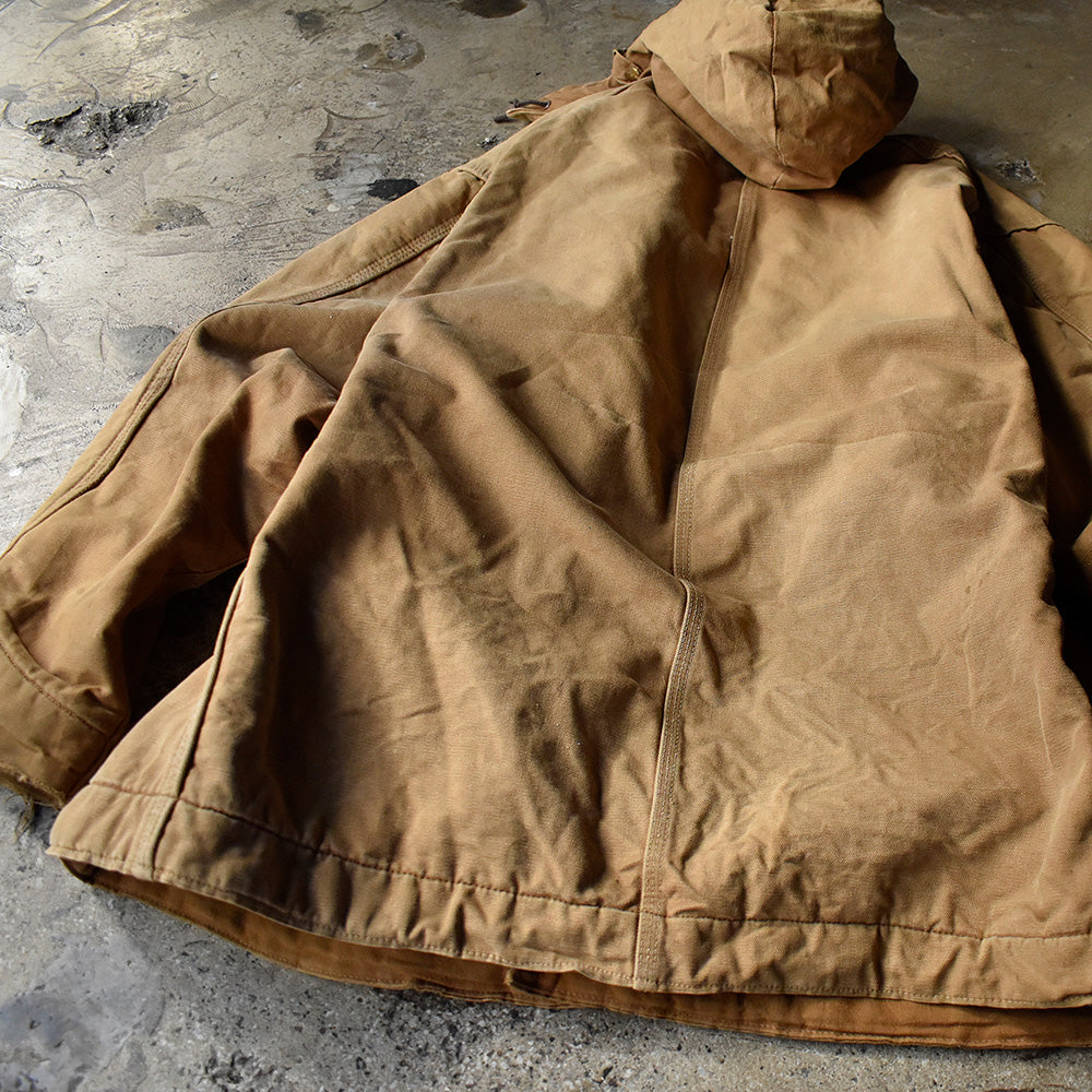 70's Carhartt フード付き ダック チョアコート プリントタグ！ ブランケットライナー 240113H