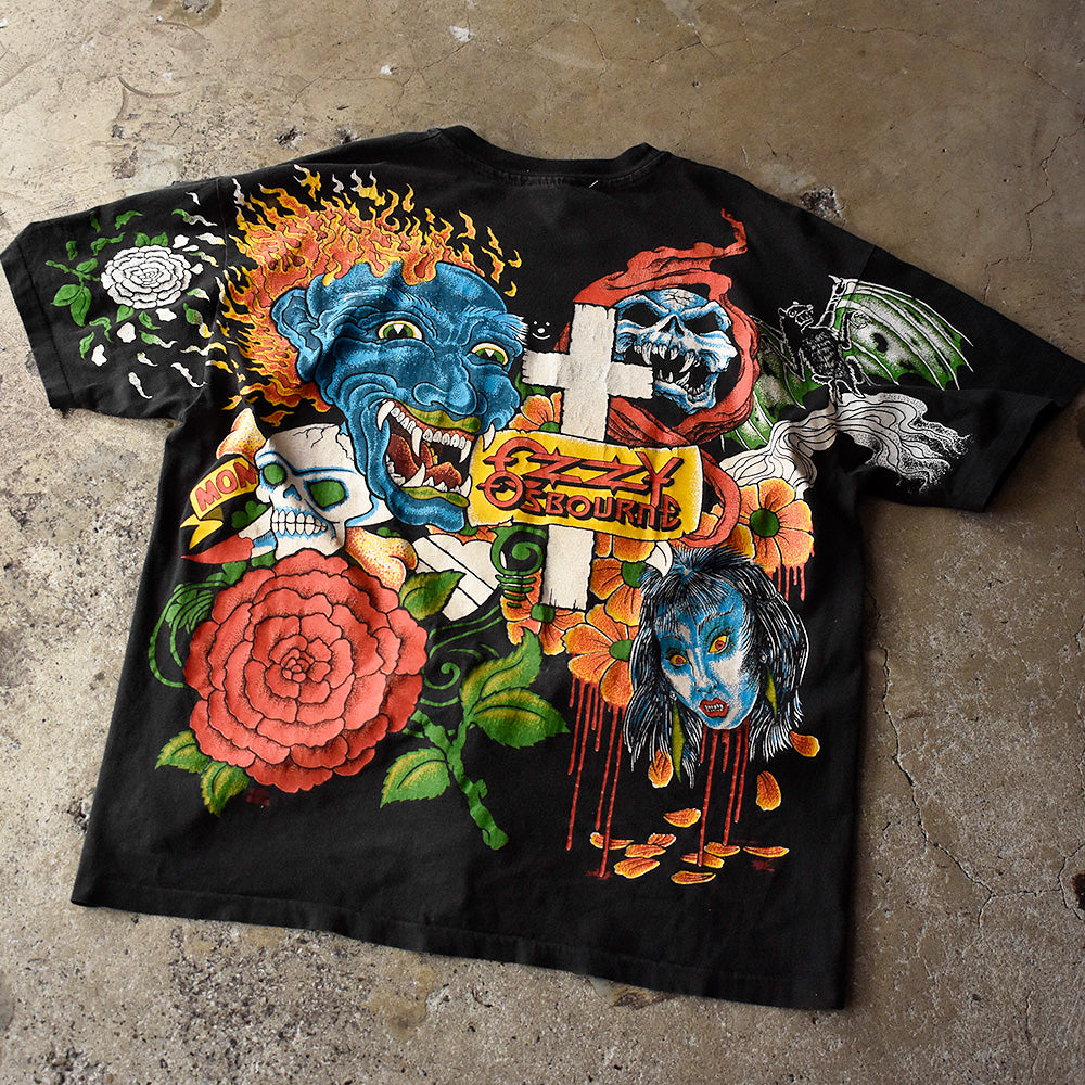 90's AOP！ Ozzy Osbourne “Tattoo pattern” ロック Tシャツ 250818H