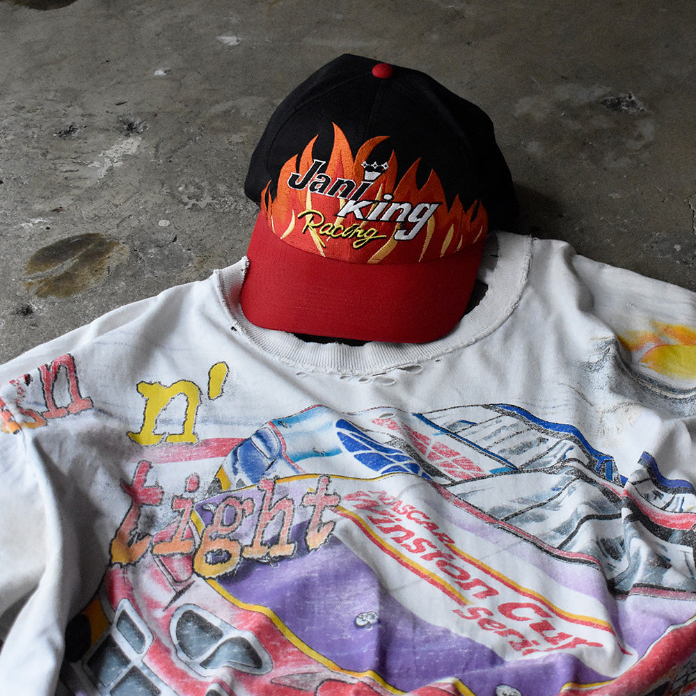 90's～ “JANI KING Racing” ファイヤーパターン レーシングキャップ デッドストック 250716H