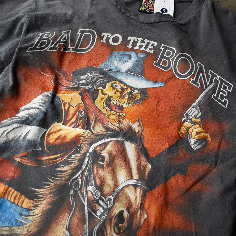 90's 3D EMBLEM “BAD TO THE BONE” Tシャツ USA製 250512H