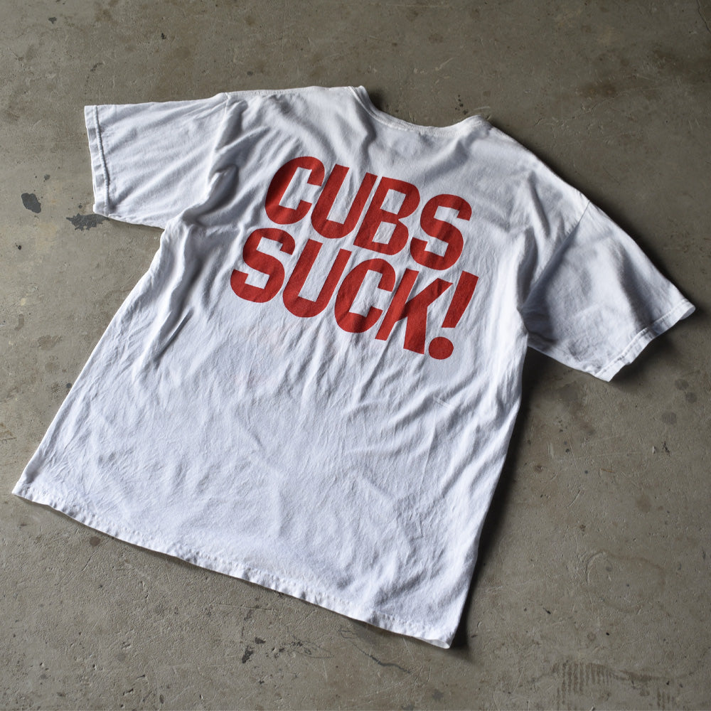 Y2K　MLB ”CUBS SUCK!” calvin and hobbes パロディ Tシャツ　USA製　230819