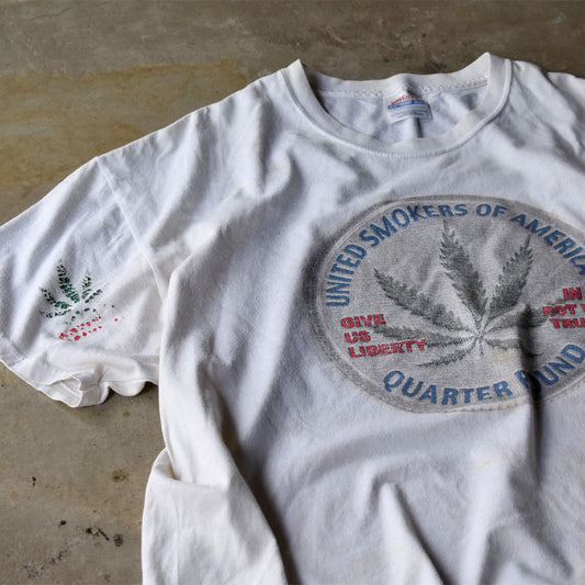 90’s Hanes “UNITED SMOKERS AMERICA” ガンジャ アート Tシャツ 240627