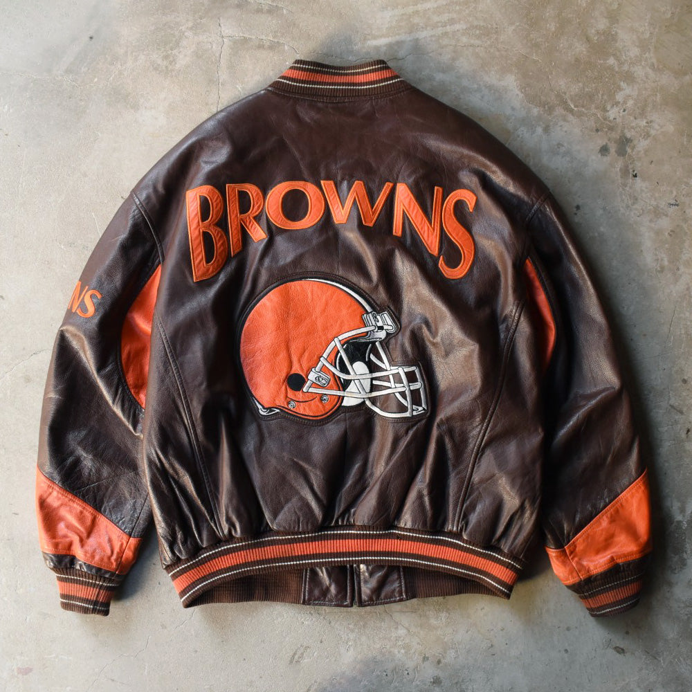 90’s G-III / Cleveland Browns レザースタジャン 251118H