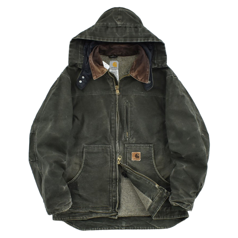 Y2K Carhartt カーハート C61 サンドストーン リッジコート フード付き モス フェード ボアライナー