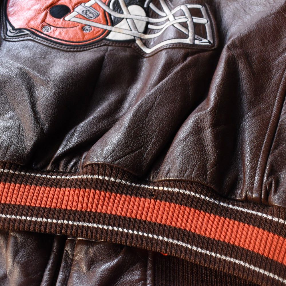 90’s G-III / Cleveland Browns レザースタジャン 251118H