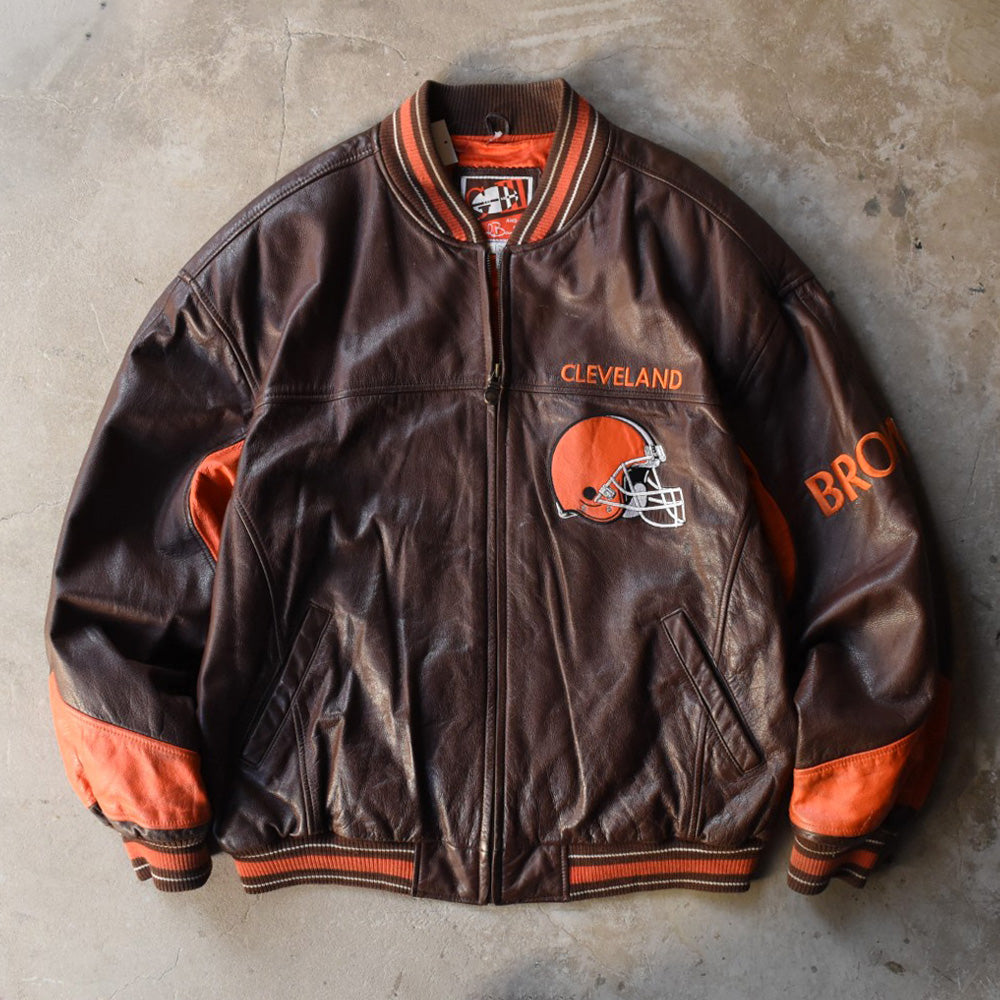 90’s G-III / Cleveland Browns レザースタジャン 251118H