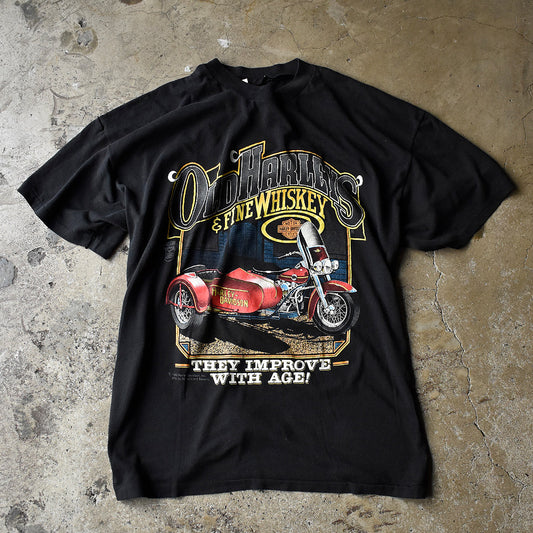 80's Harley Davidson “OLD HARLEYS & FINE WHISKEY” バイク Tシャツ 240728H
