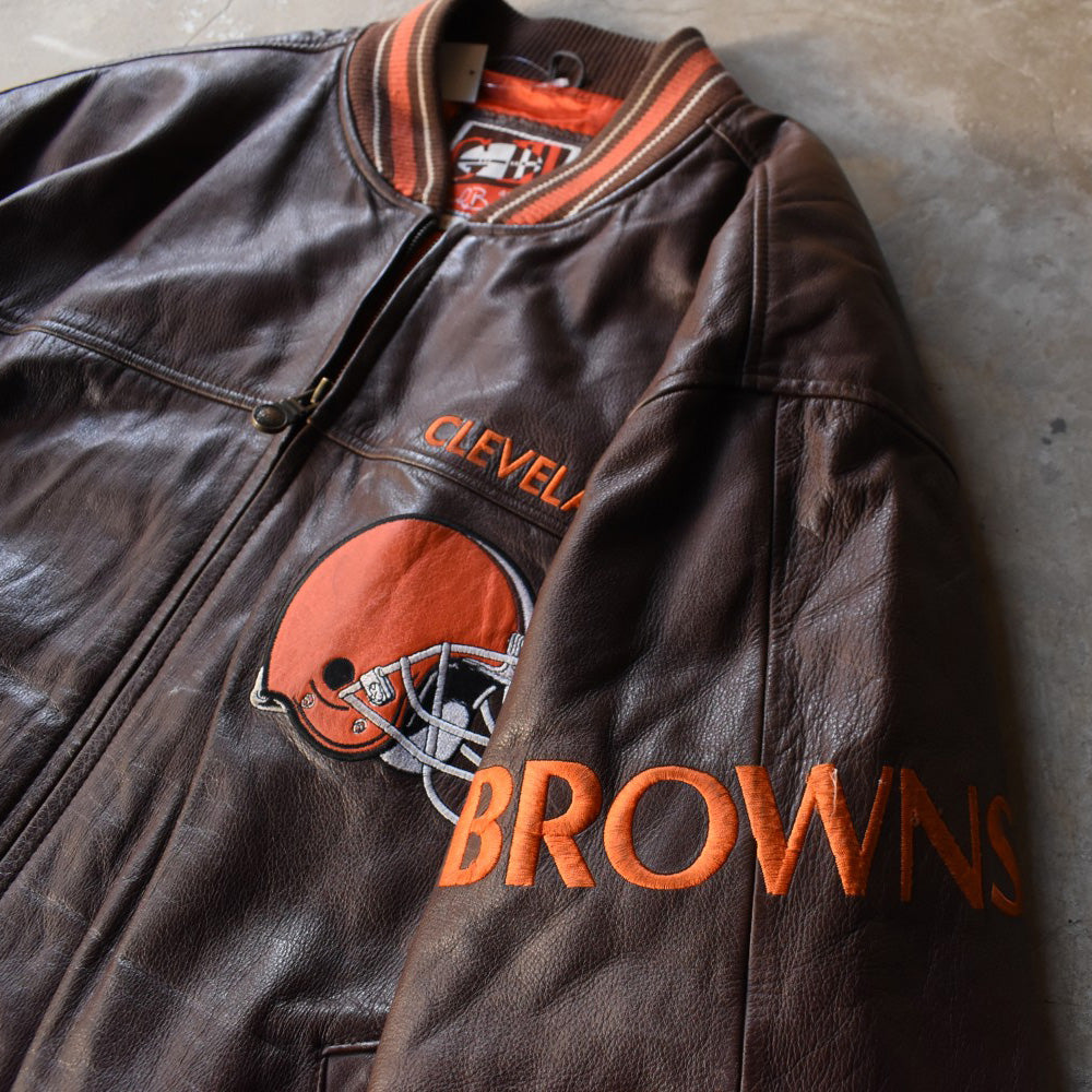 90’s G-III / Cleveland Browns レザースタジャン 251118H