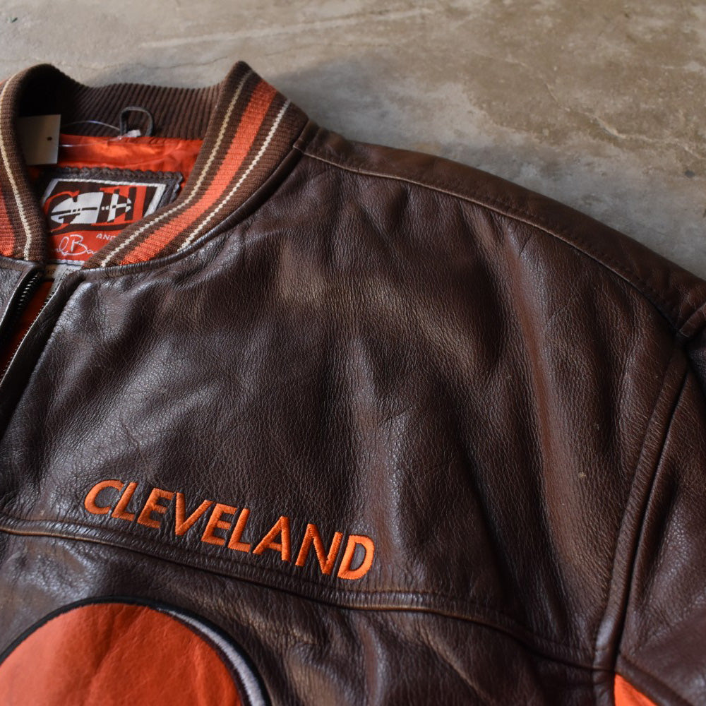 90’s G-III / Cleveland Browns レザースタジャン 251118H