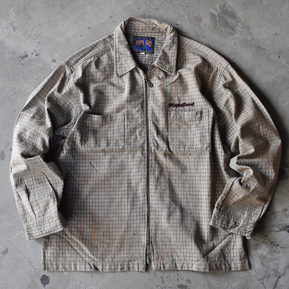 90-00's Rip Curl インド綿 ジップアップ サーフシャツ 231229H