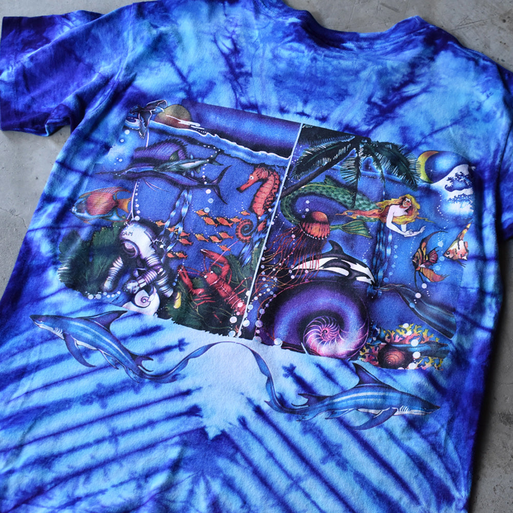 90’s　Chapman Graphics ”sea animals” アニマルプリント タイダイTシャツ　USA製　230730