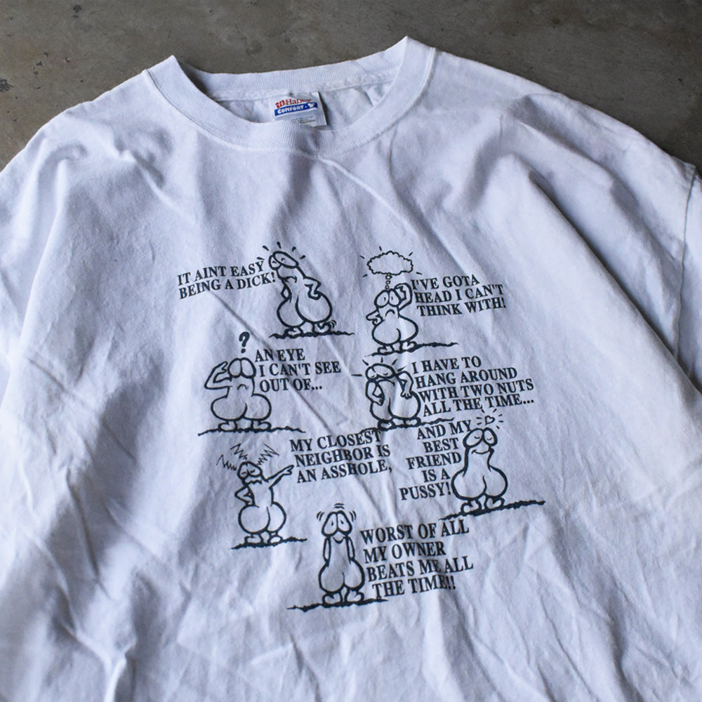ヘインズ DICK プリント Tシャツ 2000年代 モノトーン メキシコ製 古着