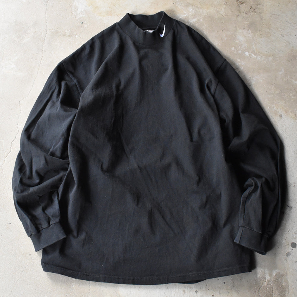 90’s NIKE ロゴ刺繍 モックネック ロングスリーブTシャツ USA製 240718