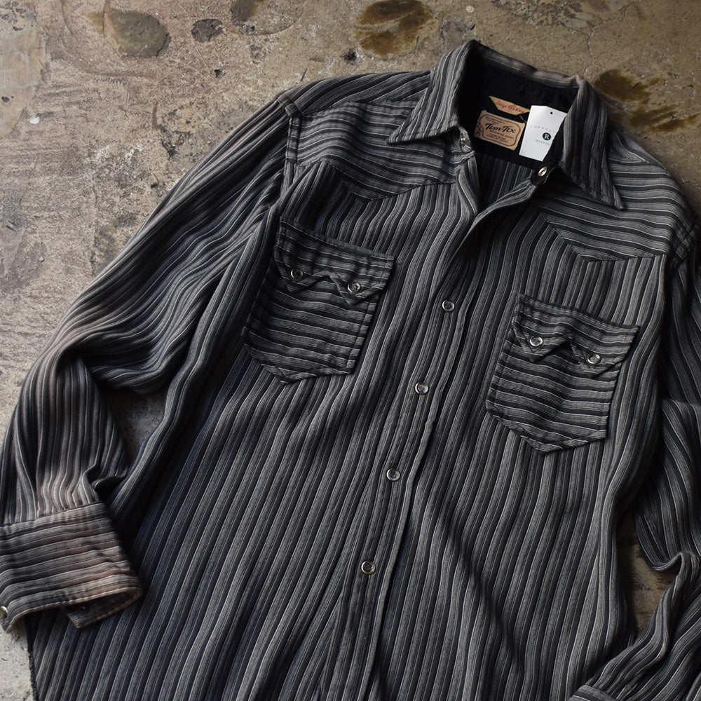 TEM-TEX ストライプ柄 ウエスタンシャツ 1950年 ブラック グレー USA製 ヴィンテージ