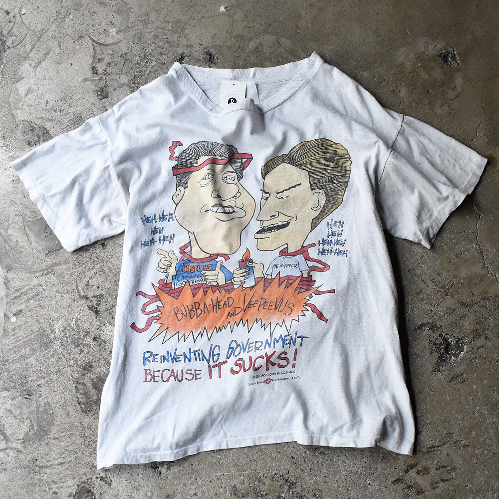 90's ビル・クリントン＆アル・ゴア “BUBBA-HEAD AND VEE PEE VUS“ パロディ！Tシャツ 240605H