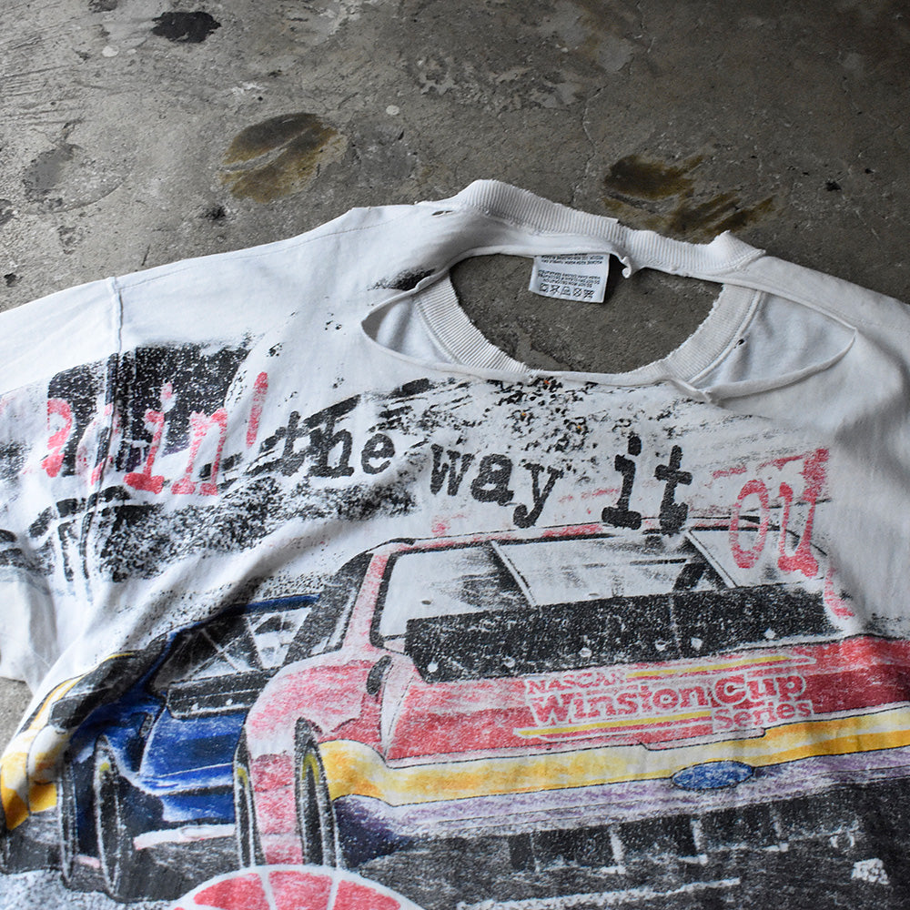 90's ボロ！ CHASE authentics "RBristol Motor Speedway" AOP！ レーシング Tシャツ USA製 250716H