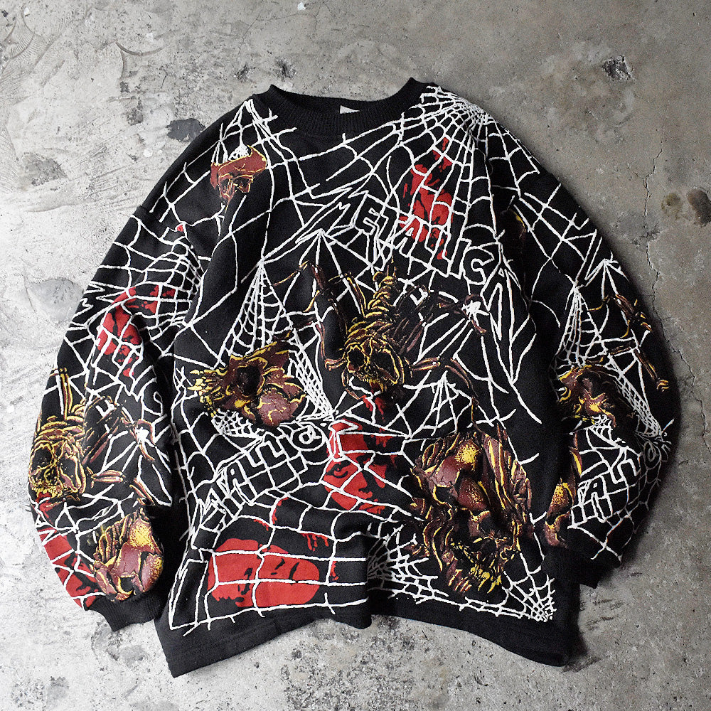 メタリカ スパイダー 発泡プリント AOP スウェット 90年代 イタリア製 ヴィンテージ
