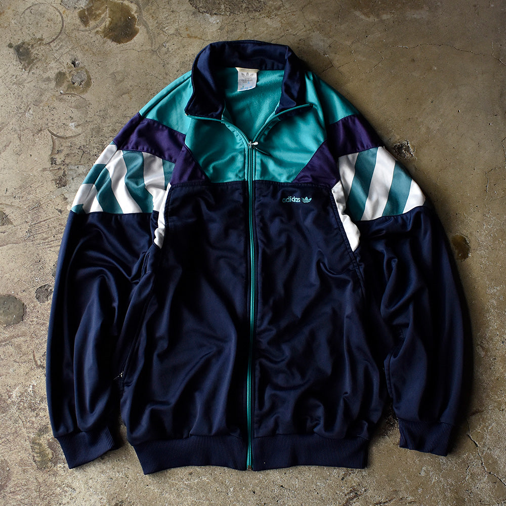 アディダス トラックジャケット 1990年 ネイビー×エメラルドグリーン ヴィンテージ