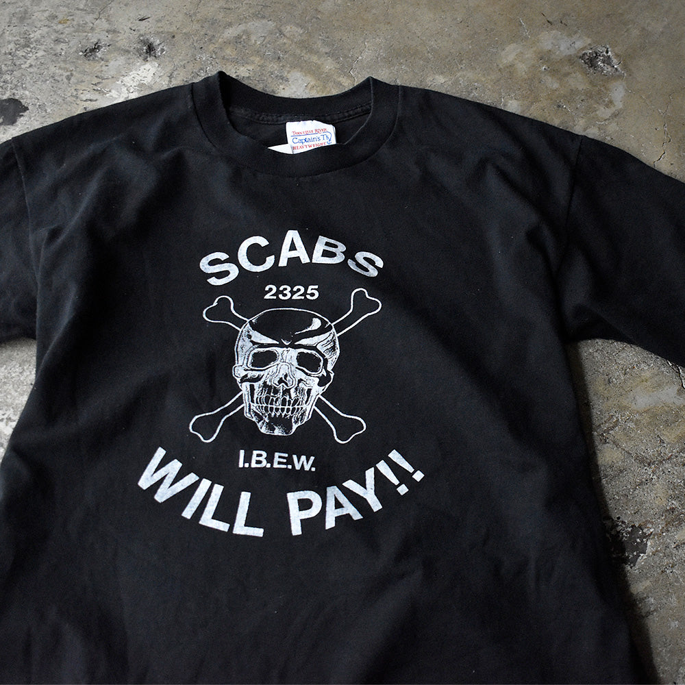 80's “Skull“ Scabs Will Pay Tシャツ USA製 250426H