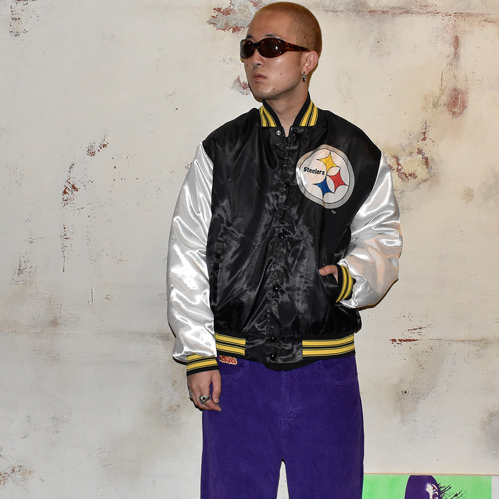 90's CHALK LINE NFL “Pittsburgh Steelers” サテンジャケット USA製 241019H