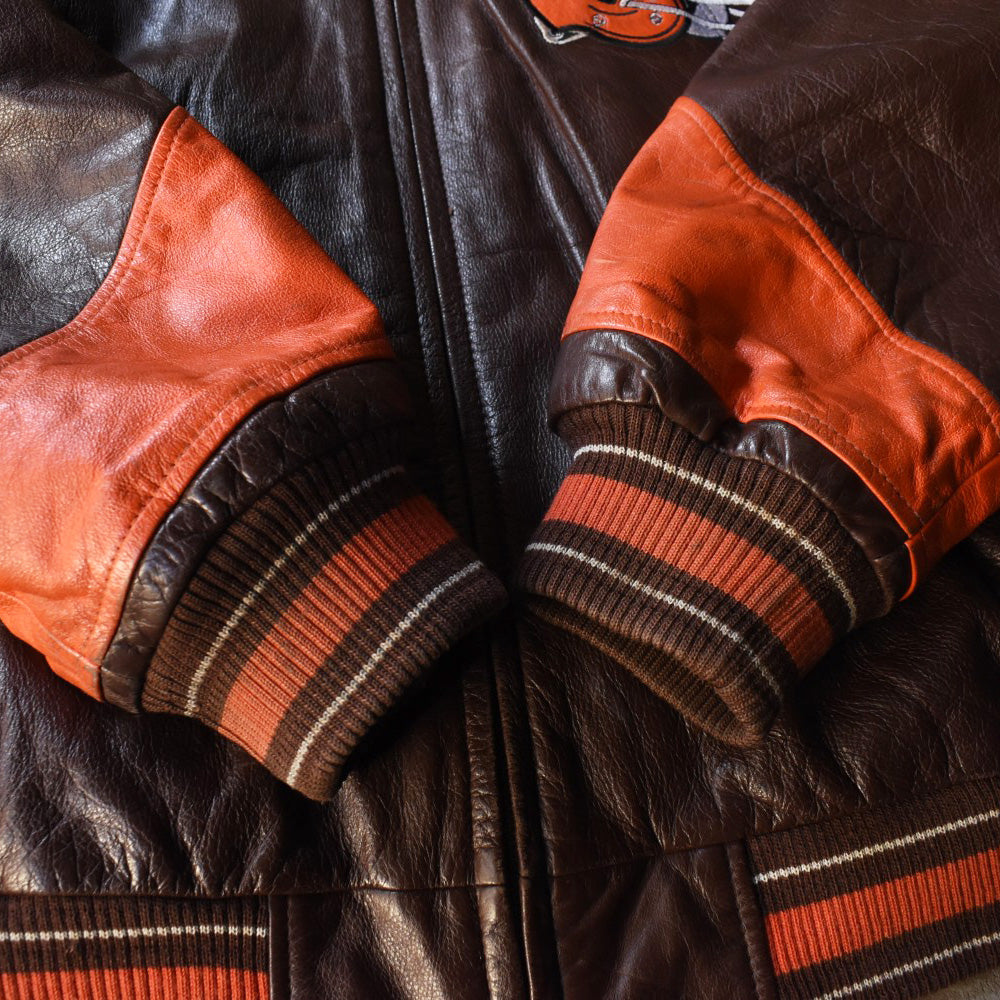 90’s G-III / Cleveland Browns レザースタジャン 251118H